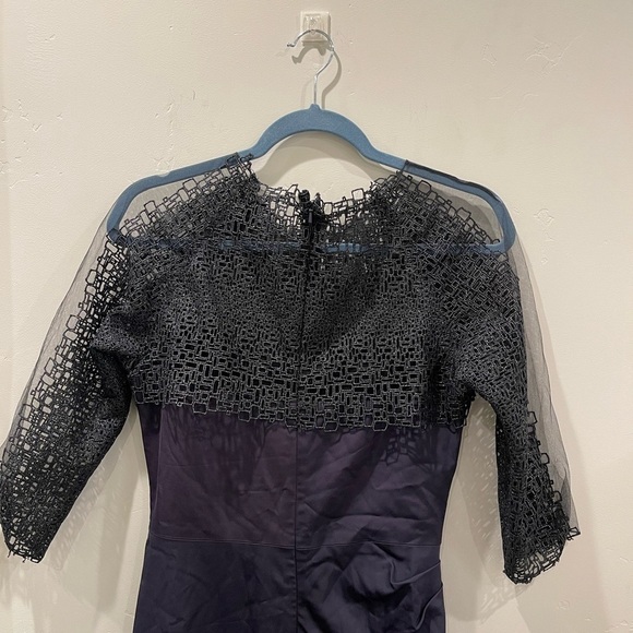 Lela Rose Women's Purple Viscose Sheer Embroidered Midi Dress Size 8 - Picture 7 of 9